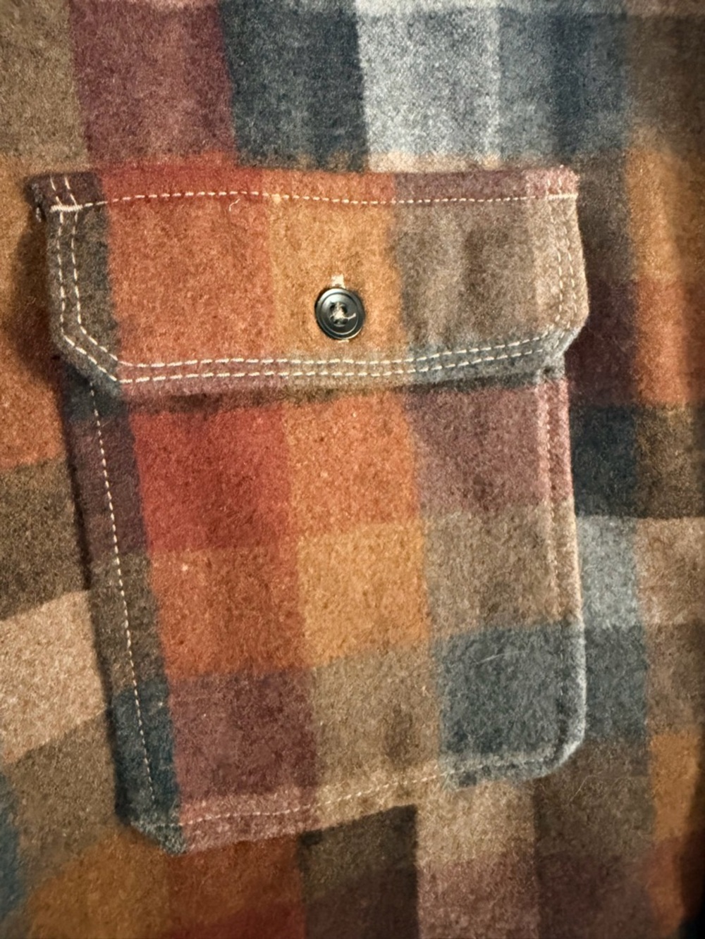 Quilt-Lined Plaid Shirt Jacket in Rust Multi - Picture 3 of 7